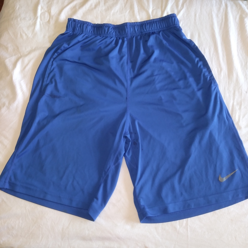 Nike Men’s Dri Fit Blue Athletic Shorts W/ Silver Swoosh M Summer Jogging Casual